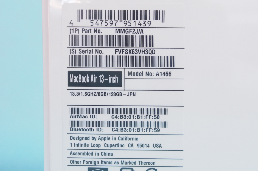 Apple MacBook Air (13.3/1.6GHz Dual Core i5/8GB/128GB/802.11ac/USB3/Thunderbolt2) MMGF2J/A、その他画像３