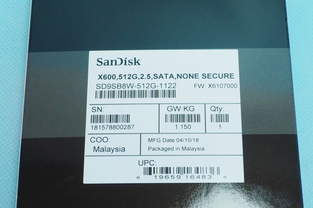 SanDisk SD9SB8W-512G-1122 X600 SSD 512GB、その他画像２