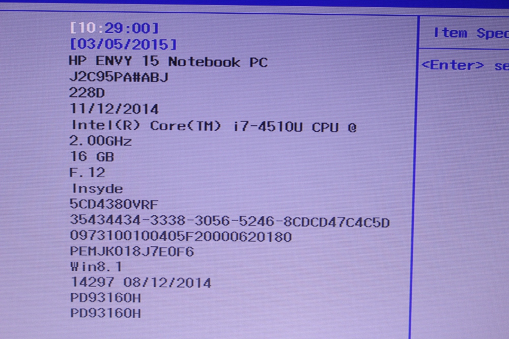 HP ENVY 15-k014TX 15.6 i7-4510U 16GB 1TB BD-RE、その他画像３