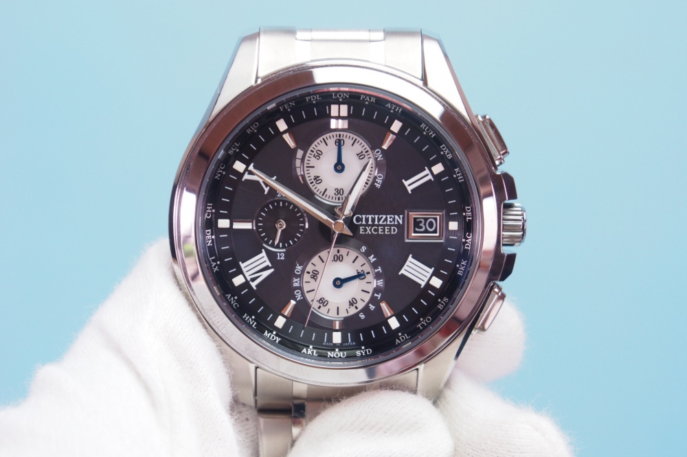CITIZEN 腕時計 EXCEED エクシード Eco-Drive エコ・ドライブ 電波時計 ダイレクトフライト 針表示式 薄型 デュラテクトアルファ AT8075-52E、その他画像１