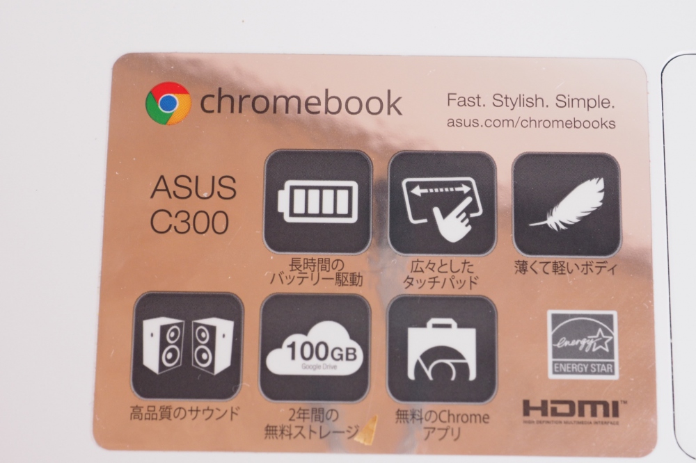  ASUS Chromebook ハニー イエロー Chrome OS 13.3inch Celeron N2830 2G 16G EMMC USキー C300MA-YELLOW、その他画像２