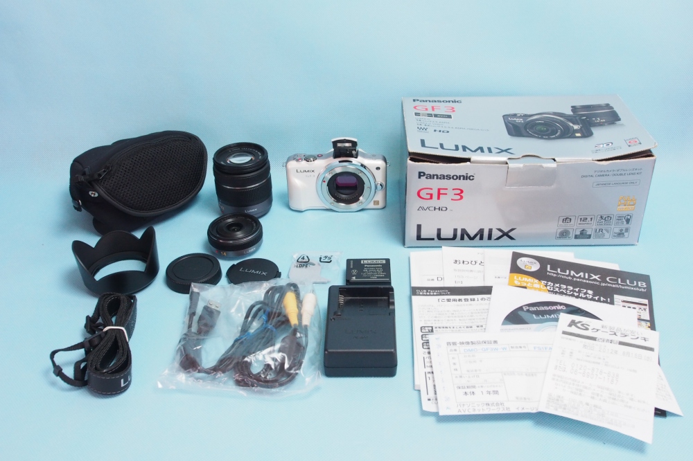 Panasonic ミラーレス一眼カメラ LUMIX GF3 ダブルズームキット シェルホワイト DMC-GF3W-W + ソフトカメラケース、買取のイメージ