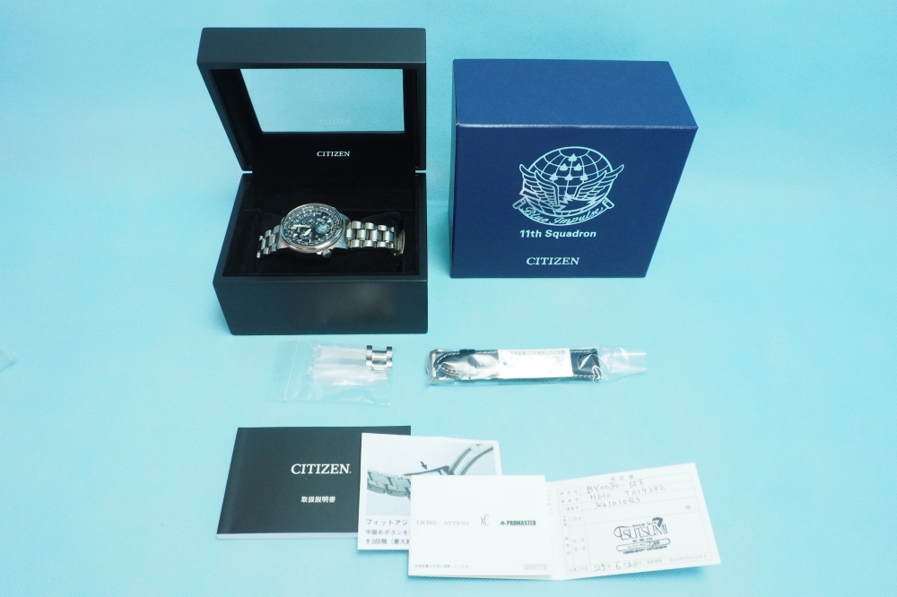 CITIZEN 腕時計 PROMASTER プロマスター SKYシリーズ Eco-Drive 電波時計 ダイレクトフライト ディスク式 ブルーインパルスモデル BY0080-65E メンズ、買取のイメージ