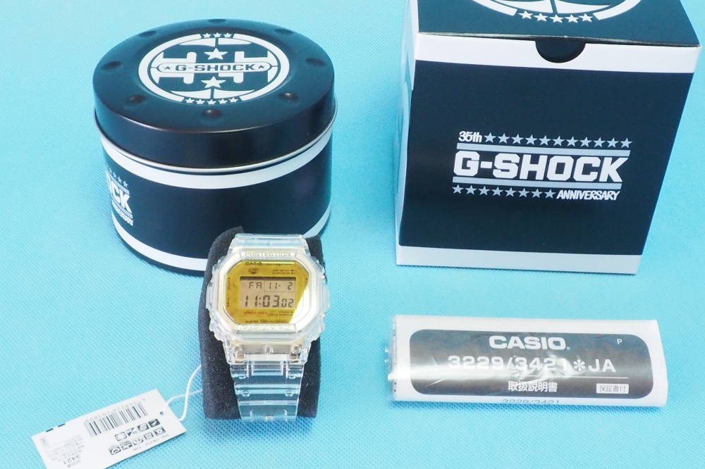 カシオ CASIO 腕時計 G-SHOCK ジーショック 35周年記念モデル GLACIER GOLD クリアスケルトンDW-5035E-7JR メンズ   、その他画像１