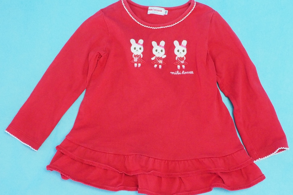 ミキハウス うさこ MIKI HOUSE　女の子　長袖Tシャツ 長袖カットソー ロンT 100 サイズ 赤レッド　キッズ  日本製　トップス　チュニック、買取のイメージ