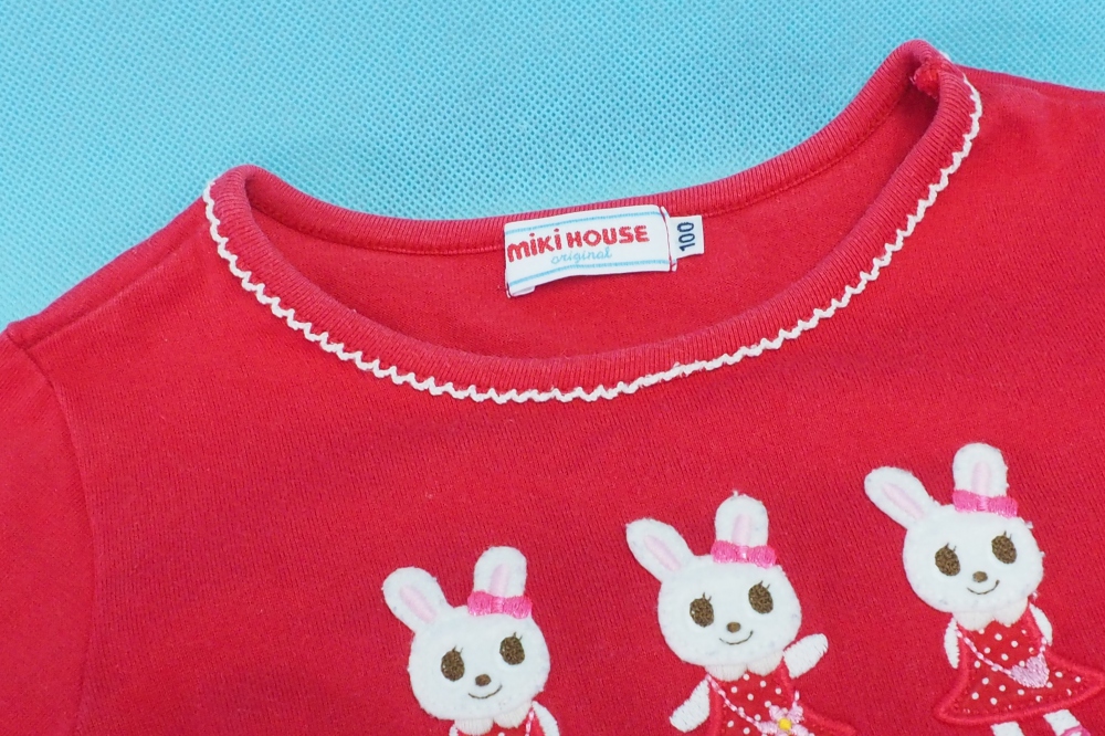 ミキハウス うさこ MIKI HOUSE　女の子　長袖Tシャツ 長袖カットソー ロンT 100 サイズ 赤レッド　キッズ  日本製　トップス　チュニック、その他画像２